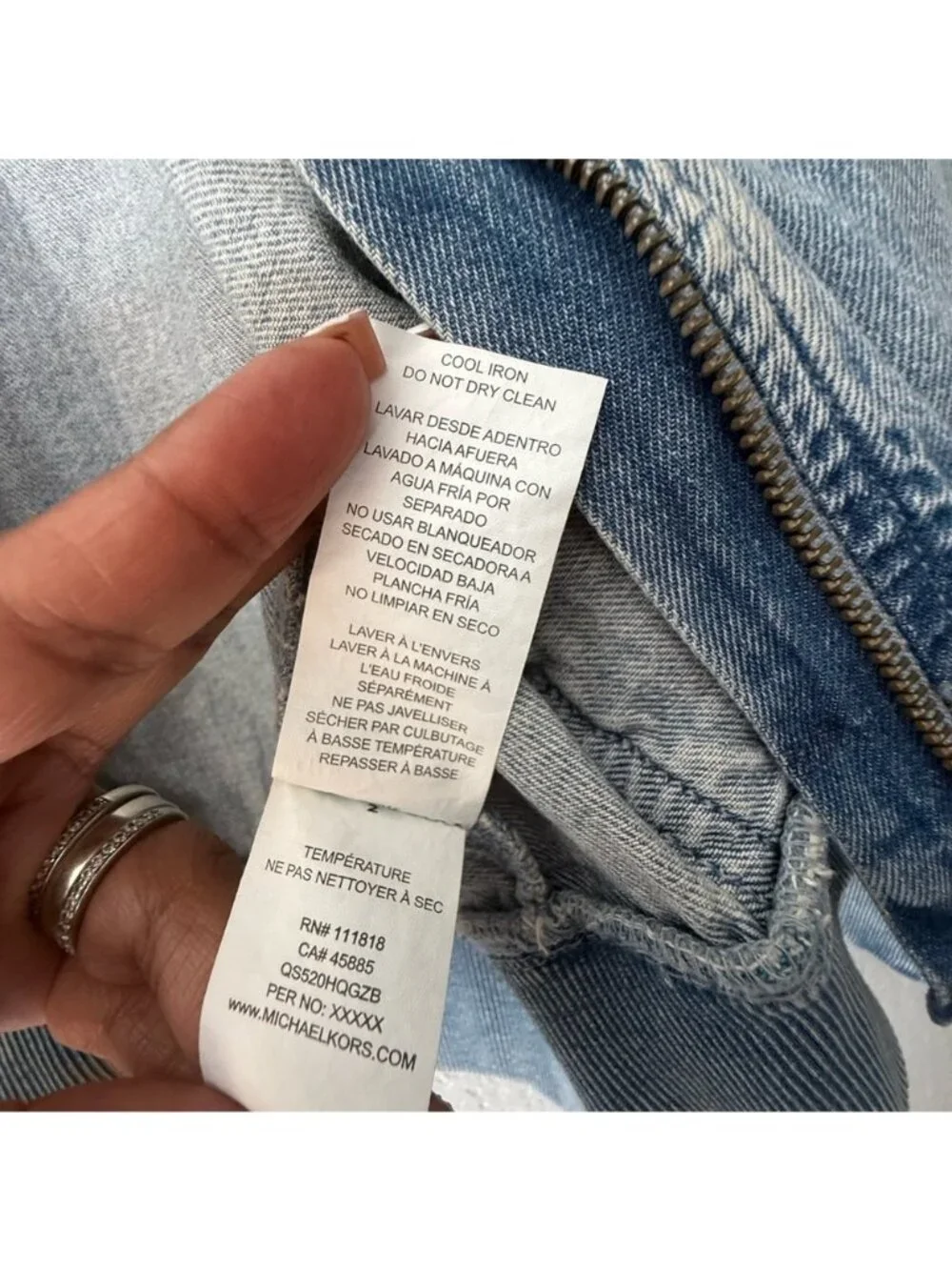 Michael Kors Denim Bomber Jacket Women's XS Blue Cotton Zip Lightweight NWT